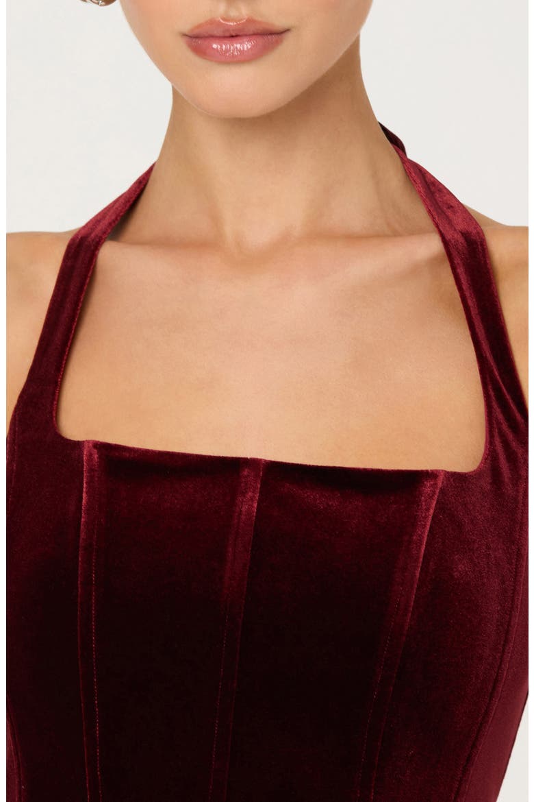Jacy Velvet Halter Top, Alternate, color, WINE