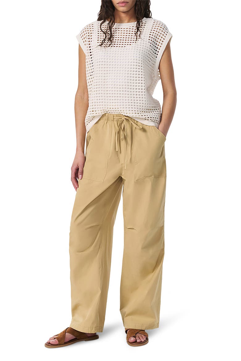 Adina Drawstring Cotton Pants, Alternate, color, LIGHT BROWN