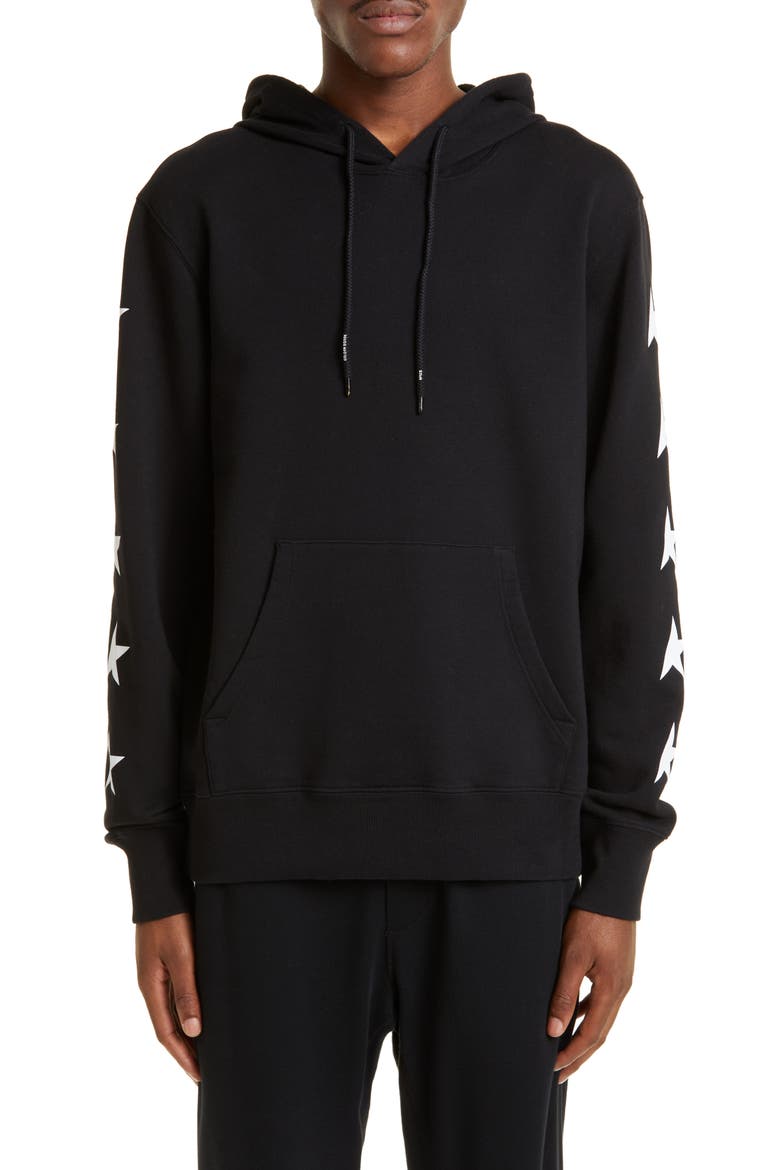 Men's Star Cotton Graphic Hoodie, Main, color, BLACK/ WHITE