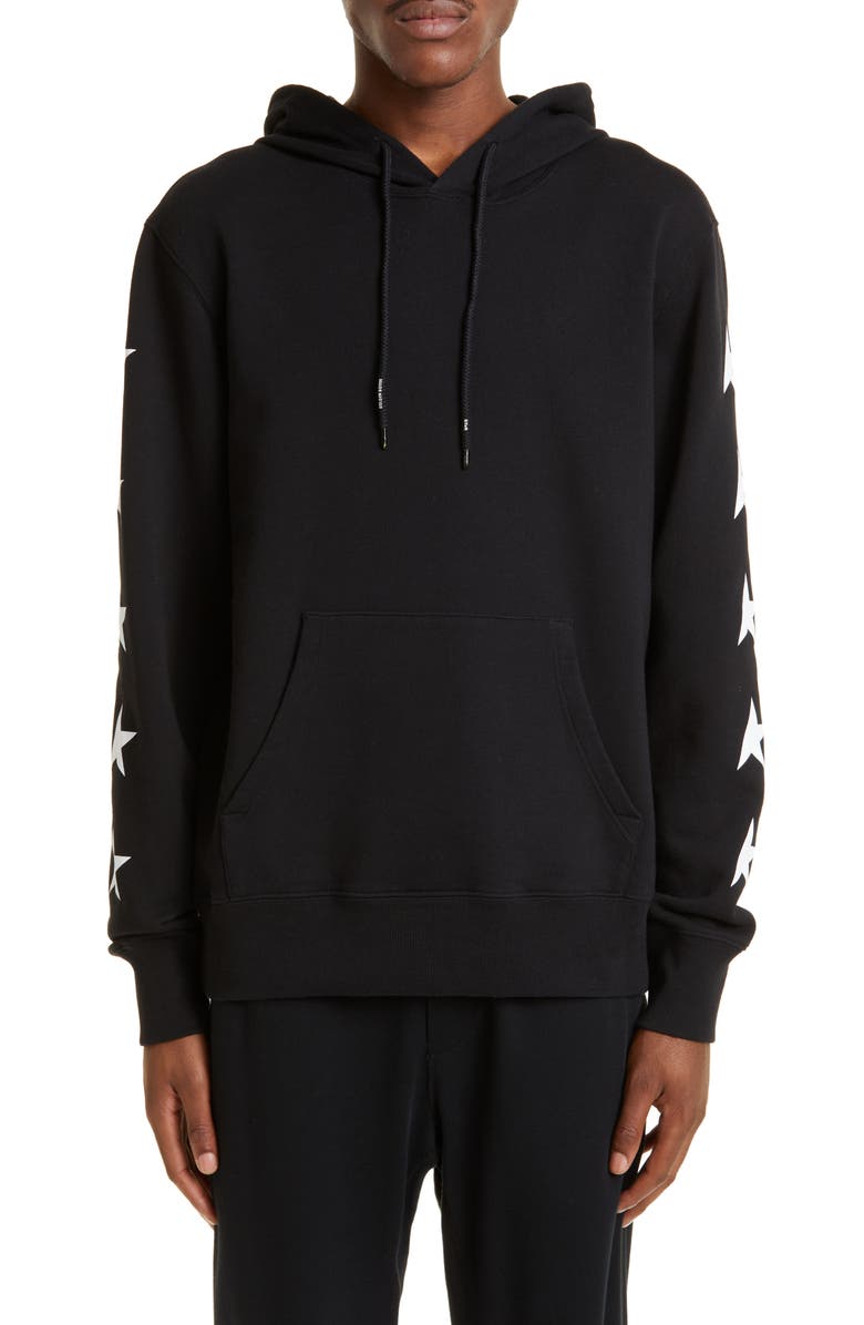 Golden Goose Men's Star Cotton Graphic Hoodie, Main, color, Black/ White