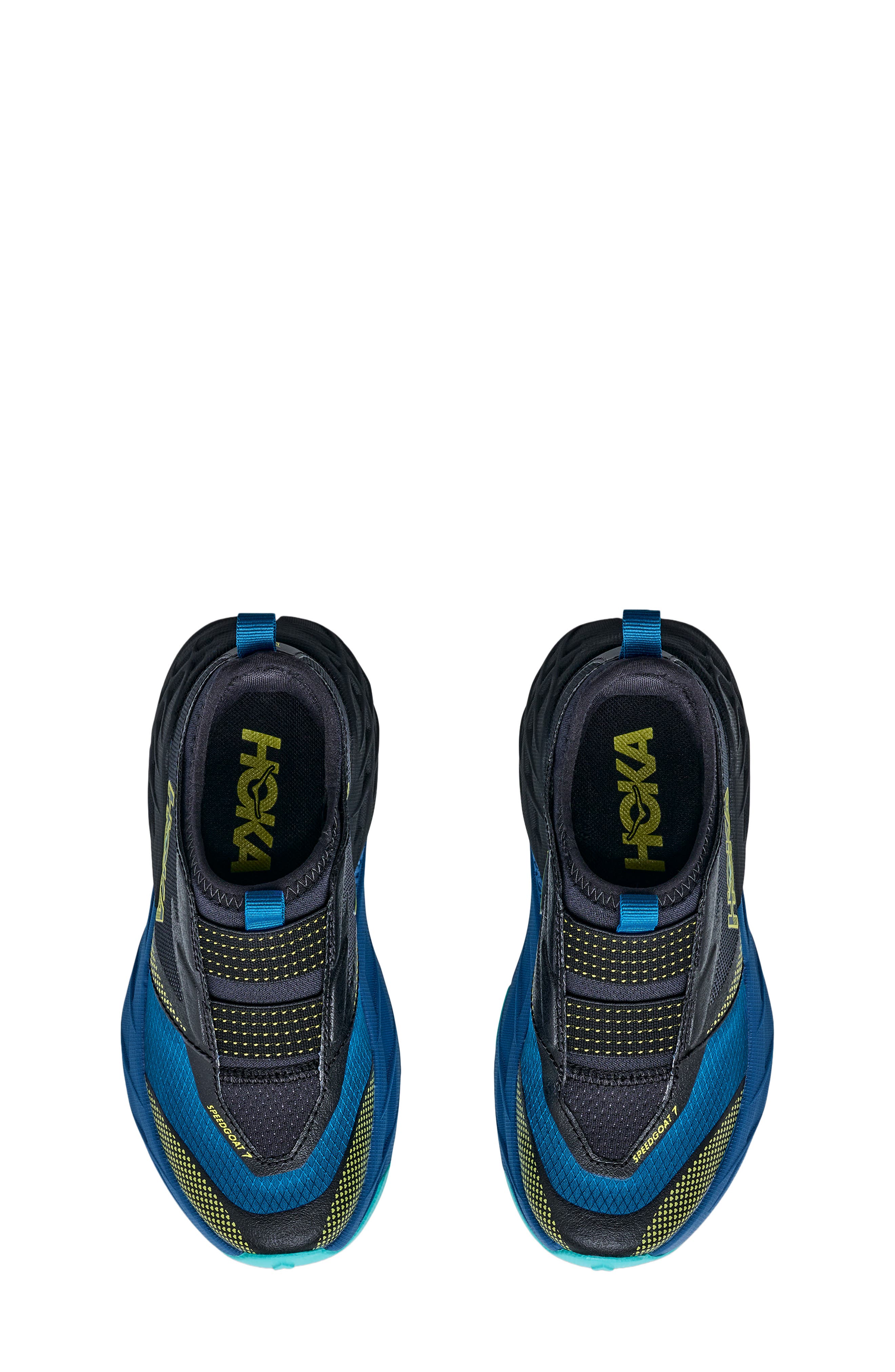 Kids' Speedgoat 7 Trail Running Shoe, Alternate, color, BLACK / NIGHT GLOW BLUE