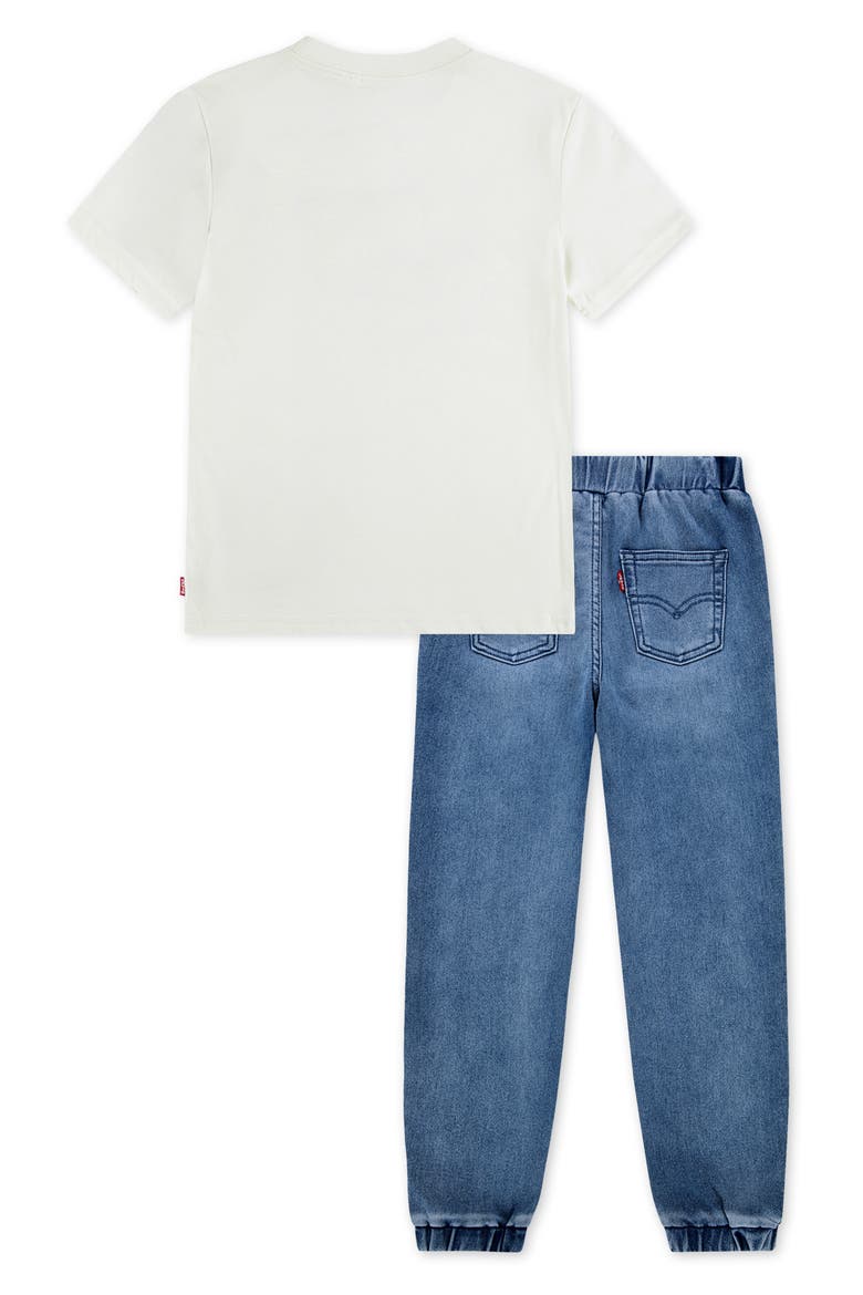 Kids' Moto Patch T-Shirt & Joggers Set, Alternate, color, LEVI EGRET