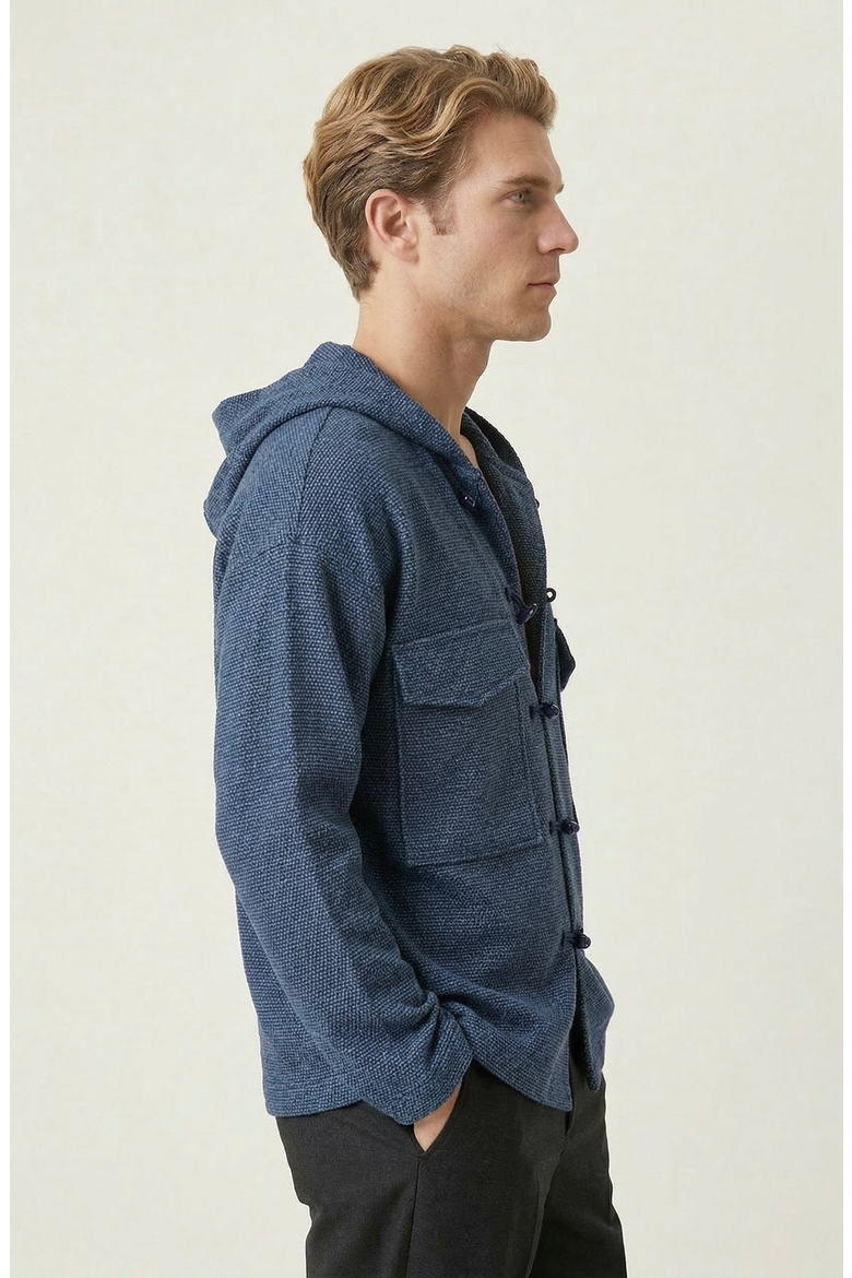 Toggle Closure Hooded Jacket, Alternate, color, Indigo