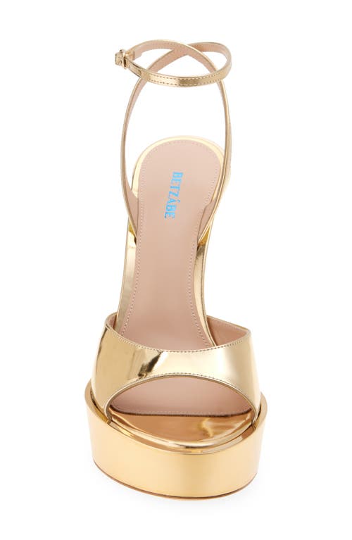 Betzábe Alessandra Ankle Strap Platform Sandal In Gold Mirror