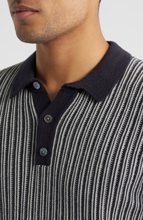 Rails Royce Stripe Knit Polo In Navy Grey