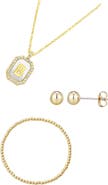 Adornia 3-Piece Mother-of-Pearl Initial Pendant Jewelry Set