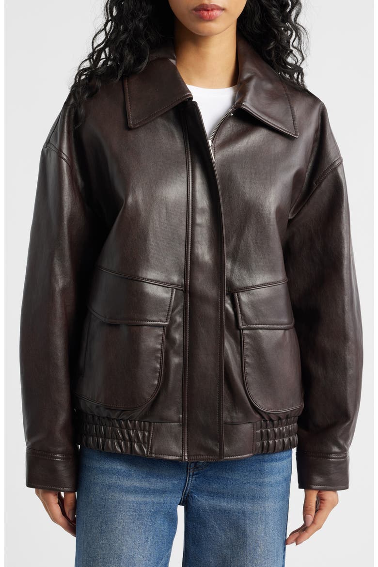 Marti Faux Leather Jacket, Alternate, color, BROWN