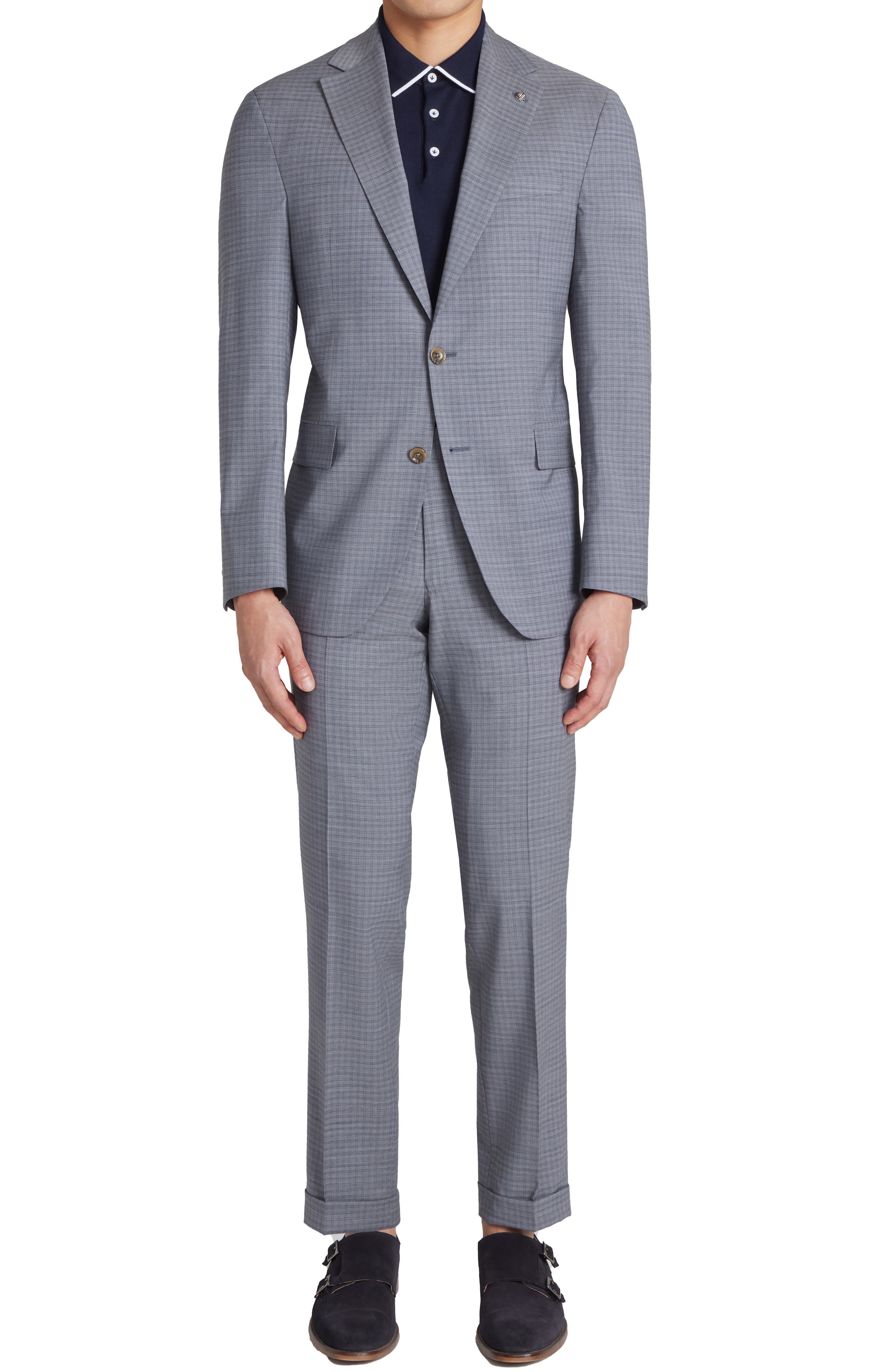 Jack Victor Dean Soft Constructed Plaid Stretch Wool Suit