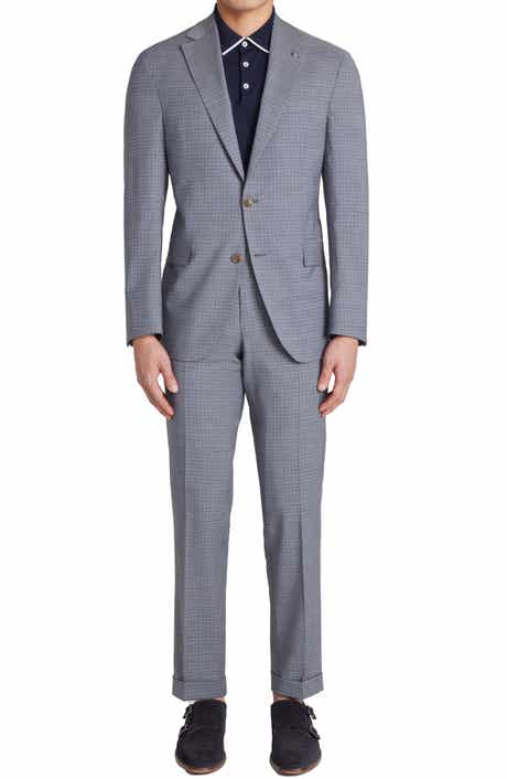 Jack Victor Dean Soft Constructed Plaid Stretch Wool Suit
