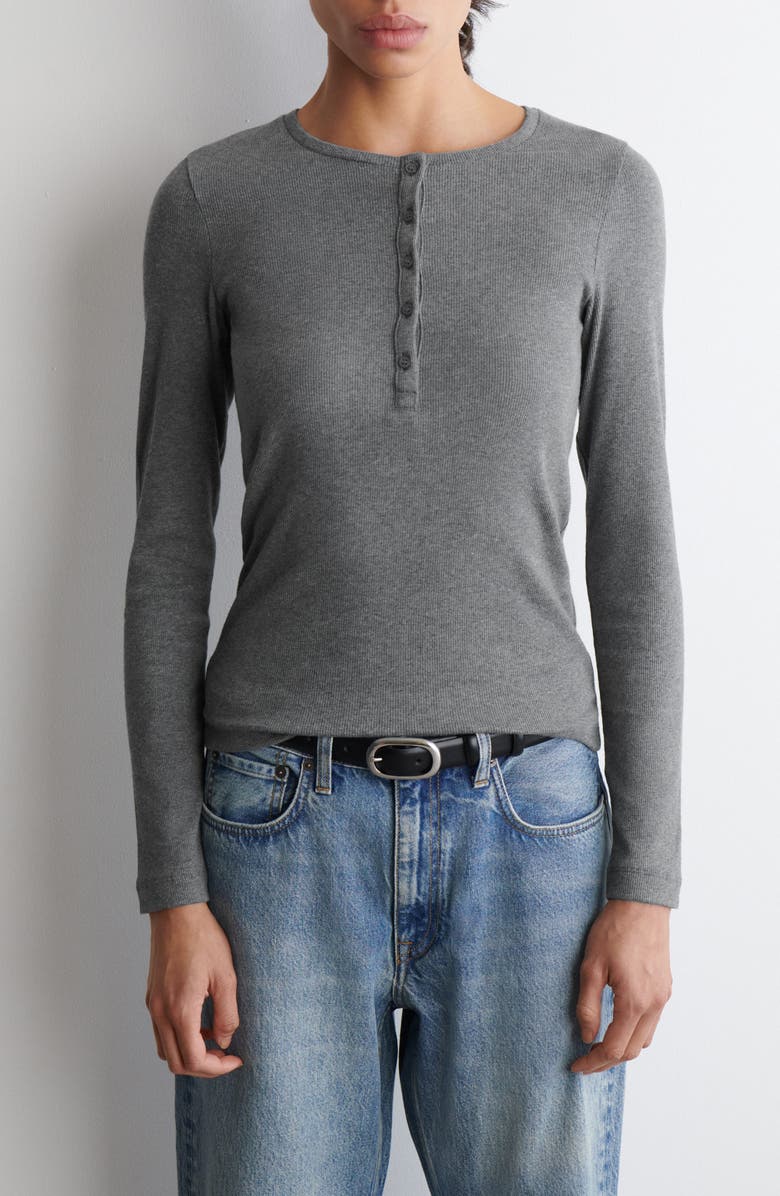 COS Long Sleeve Stretch Organic Cotton Rib Henley, Main, color, 
