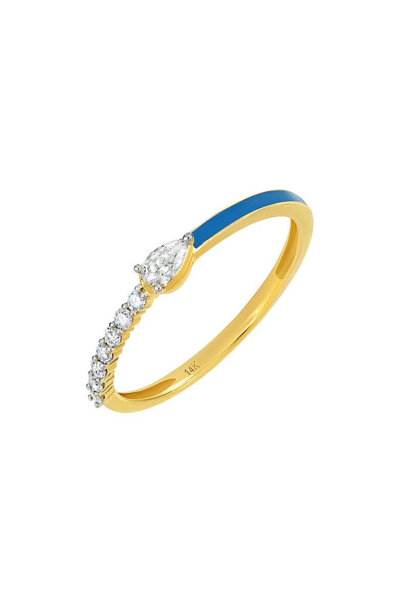 Diamond & Dark Blue Enamel Ring - 0.28ct. (Nordstrom Exclusive), Main, color, 14K YELLOW GOLD/ BLUE