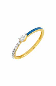 Carrière Jewelry Diamond & Dark Blue Enamel Ring - 0.28ct.