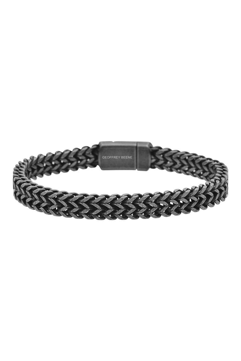 Men's Double Franco Chain Bracelet, Main, color, BLACK