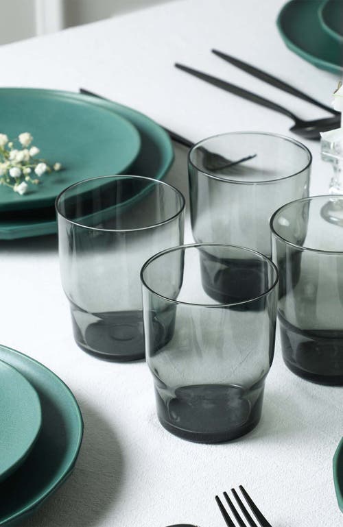 Stone Lain Rio Stoneware 16-piece Dinnerware Set With Glasses In Green