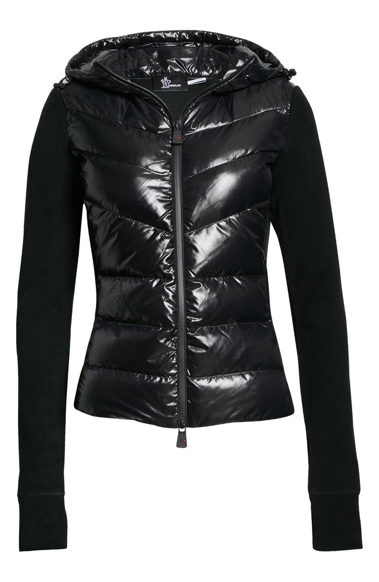 Moncler Grenoble Quilted 750 Fill Power Down & Fleece Hooded Cardigan, Alternate, color, 