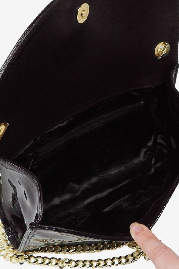 All In Patent Leather Clutch Shoulder Bag 491, Alternate, color, Black