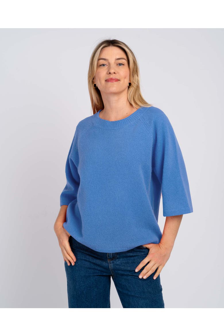 Maisie 3/4 Sleeve Round Neck Sweater, Main, color, Cornflower Marl