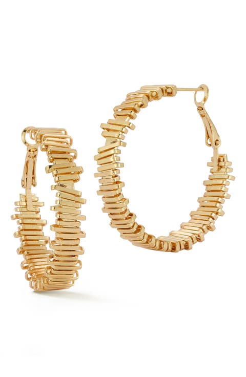 Textured Round Hoop Earrings