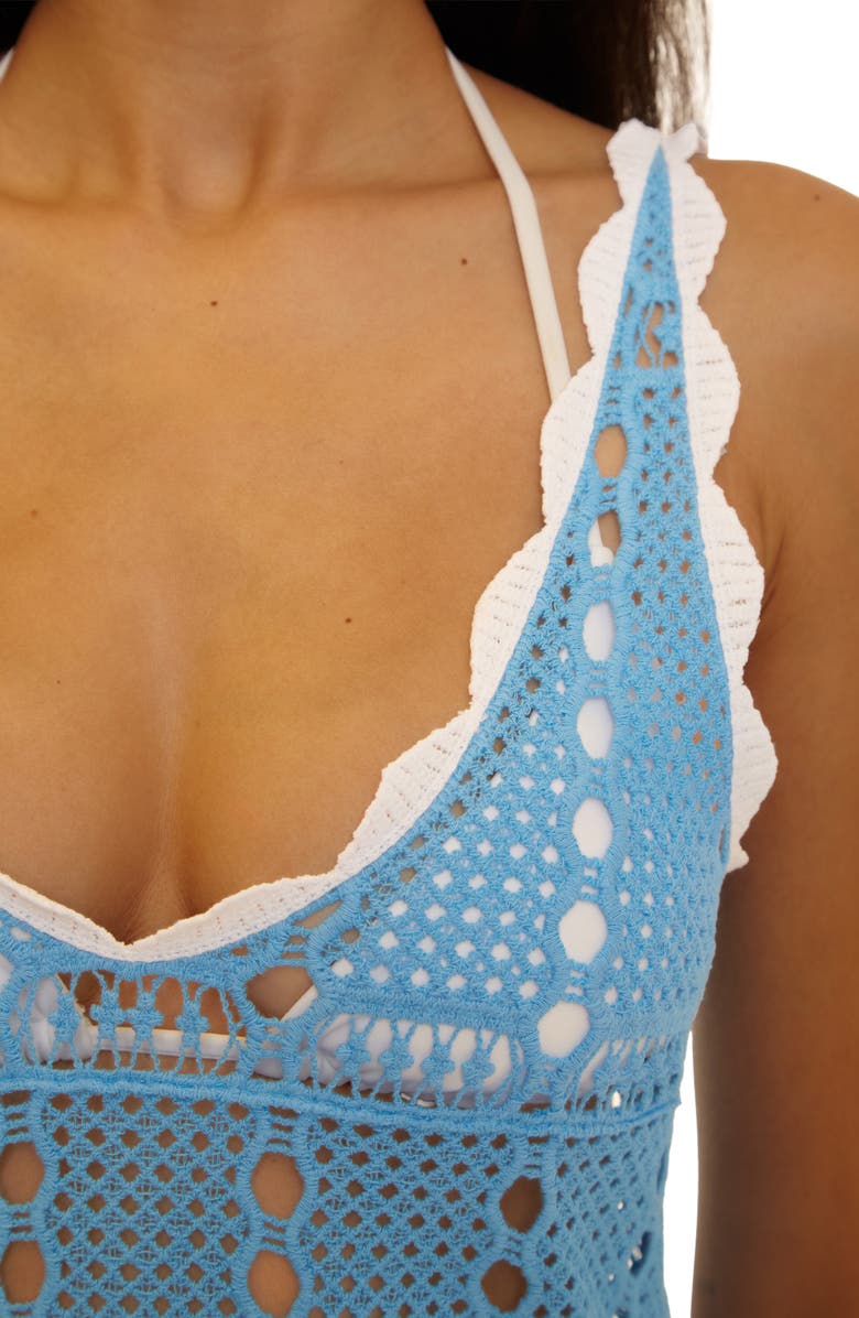 Becca Shoreline Open Stitch Cover-Up Minidress, Alternate, color, 