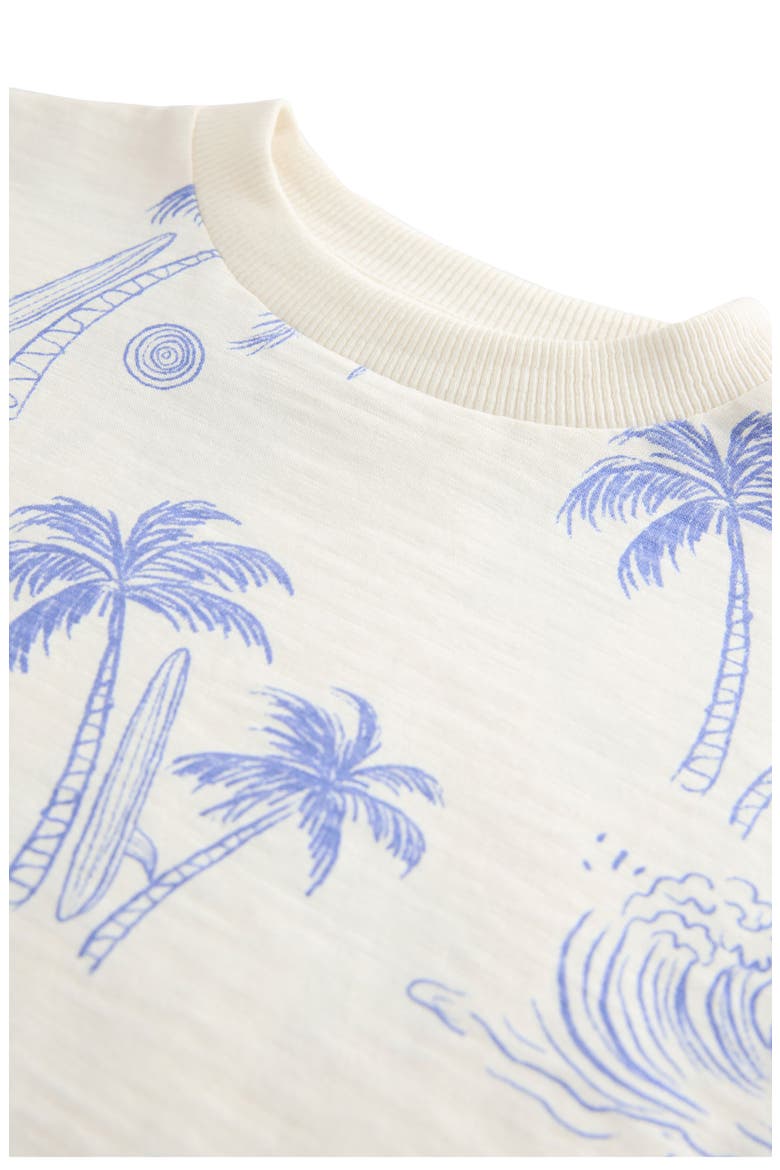 Kids' Palm Print Cotton T-Shirt, Alternate, color, BLUE