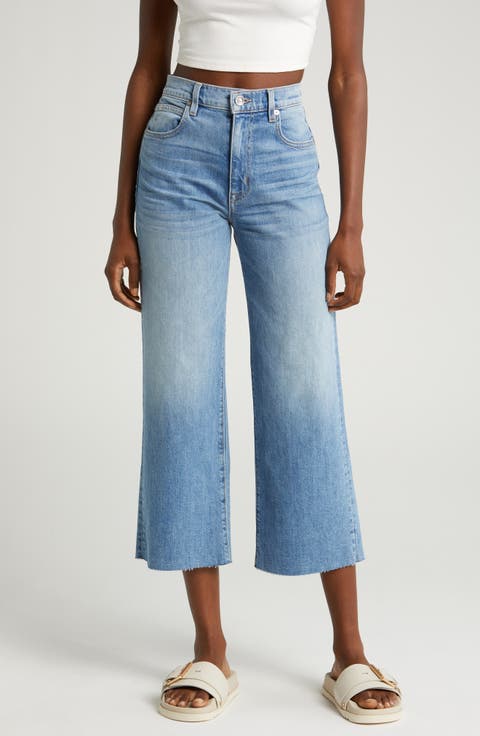 Grace Raw Hem High Waist Crop Wide Leg Jeans