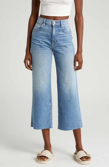 SLVRLAKE Grace Raw Hem High Waist Crop Wide Leg Jeans