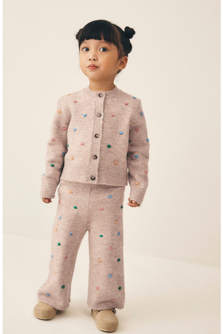 Kids' Pompom Knit Cardigan & Pants Set, Alternate, color, NEUTRAL