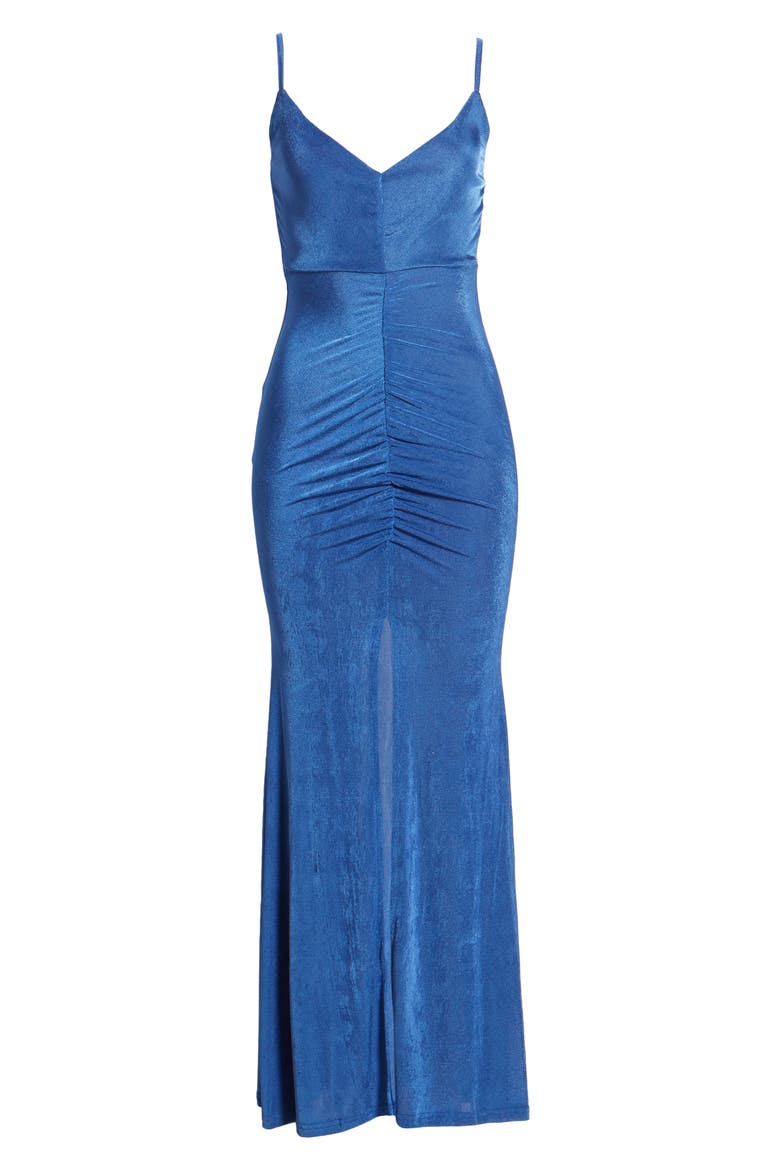Center Ruched Body-Con Gown, Alternate, color, BLUE