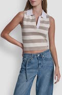 DKNY Jeans Striped Sleeveless Polo