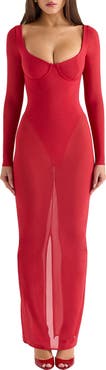 HOUSE OF CB Everly Corset Long Sleeve Gown