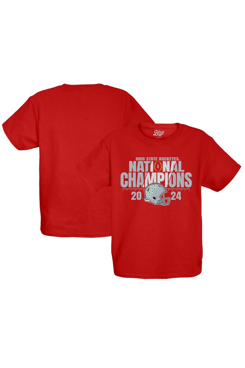 Youth Blue 84  Scarlet Ohio State Buckeyes College Football Playoff 2024 National Champions Fall Apart T-Shirt, Alternate, color, Scarlet