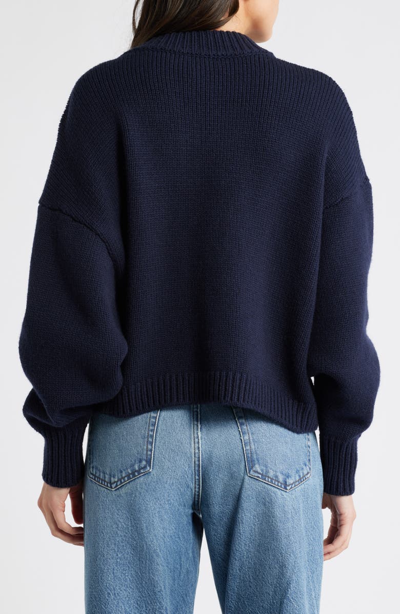 FRAME Chunky Wool Blend Cardigan, Alternate, color, Navy