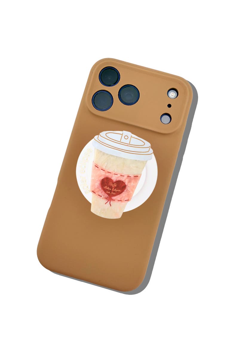 Hand Painted Café Coffee Phone Grip, Alternate, color, RED