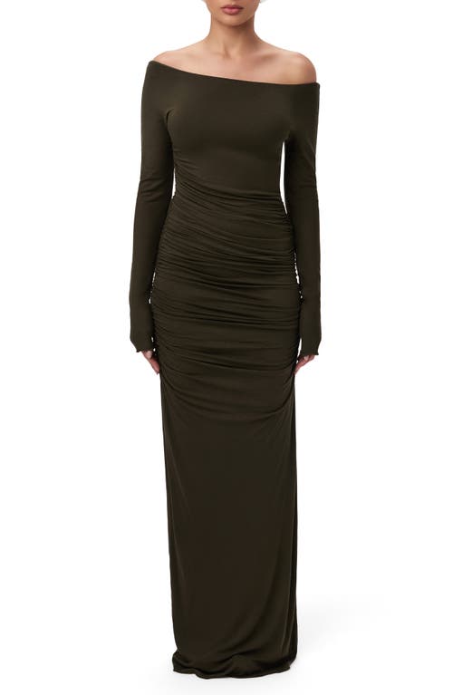 Naked Wardrobe Off The Shoulder Long Sleeve Body-con Maxi Dress In Black
