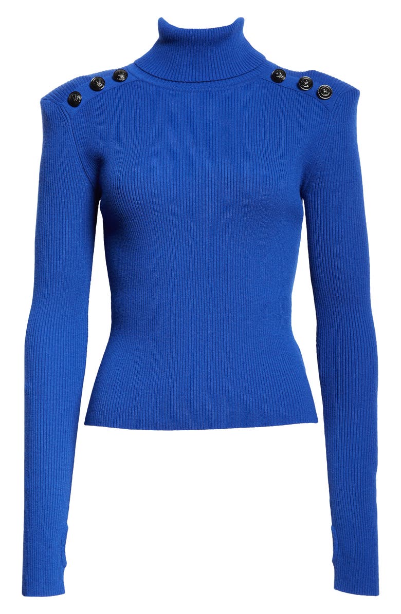 L'AGENCE Reeves Button Shoulder Rib Turtleneck Top, Alternate, color, 