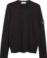 Stone Island Compass Patch Virgin Wool Crewneck Sweater