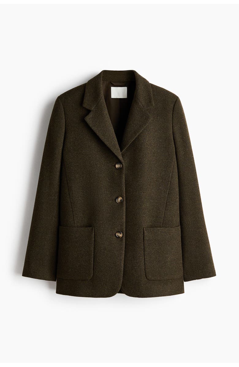 H&M Wool-blend Blazer, Main, color, Dark Khaki Green