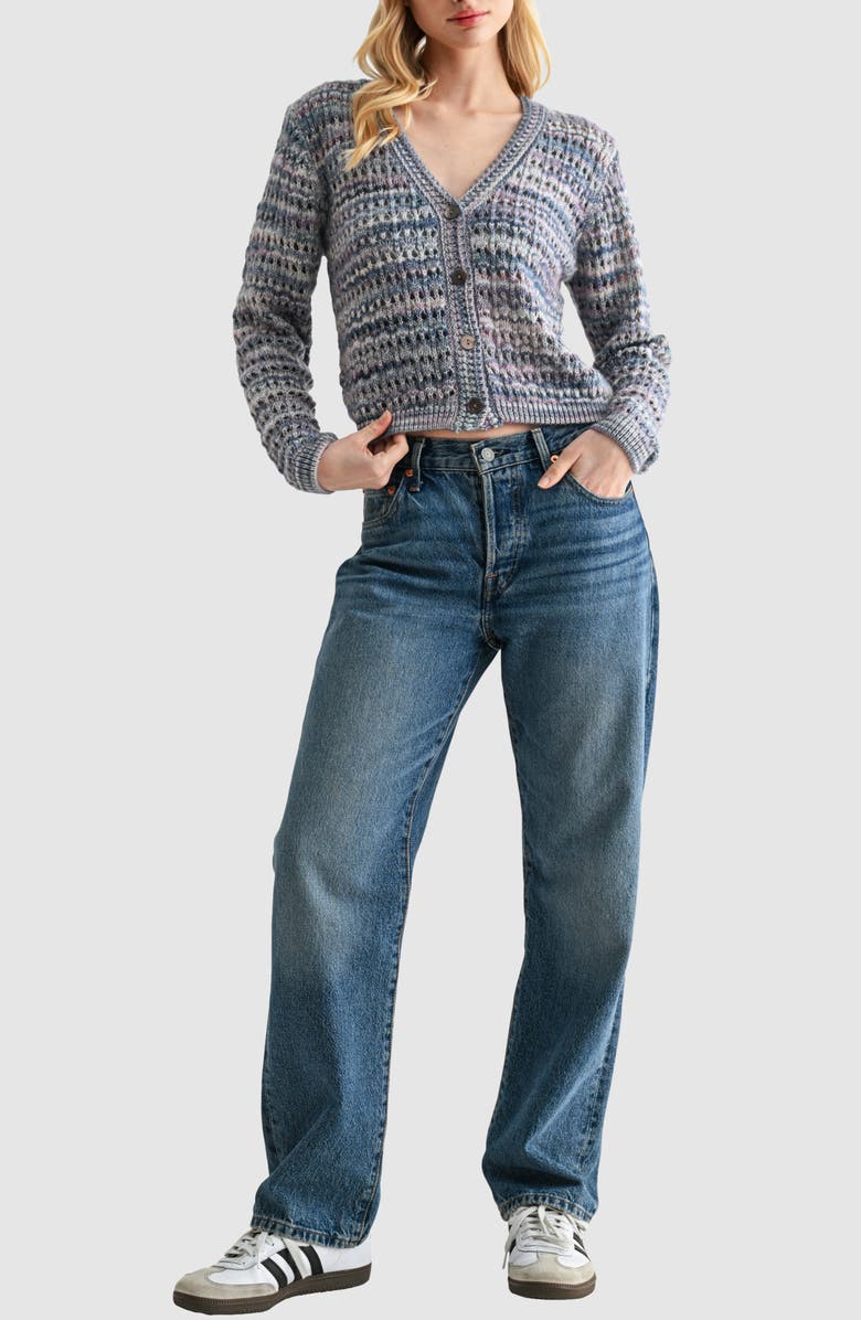 Lush Open Knit Cardigan, Alternate, color, Blue