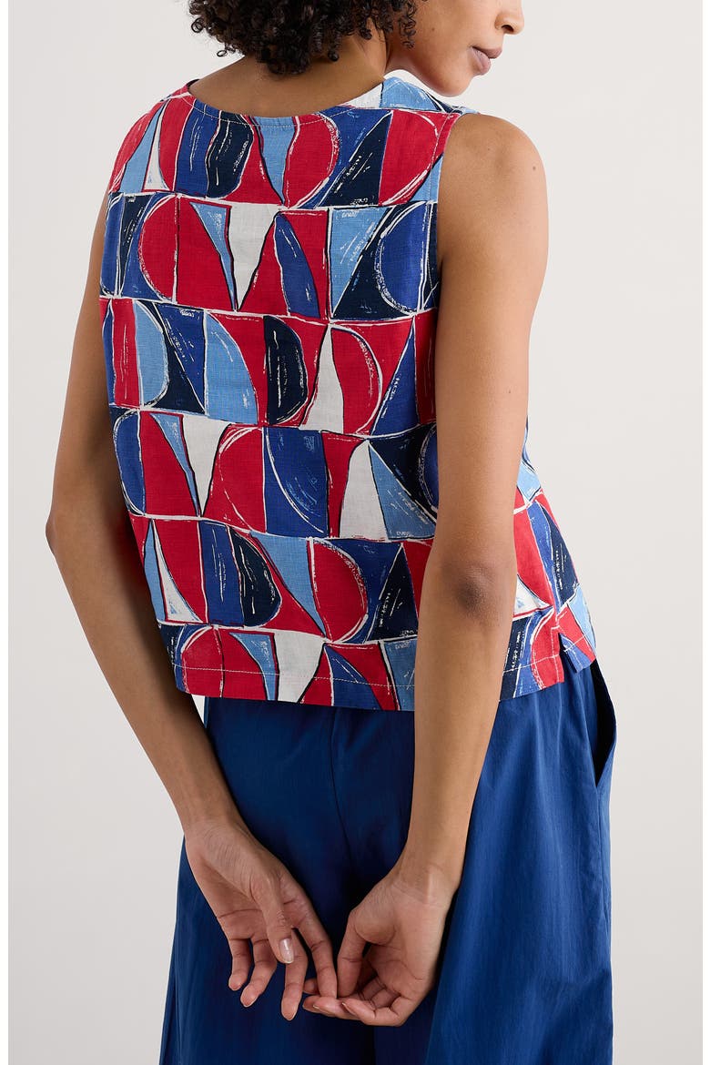 Colour Study Geo Print Linen Top, Alternate, color, SAIL GEO SCARLET