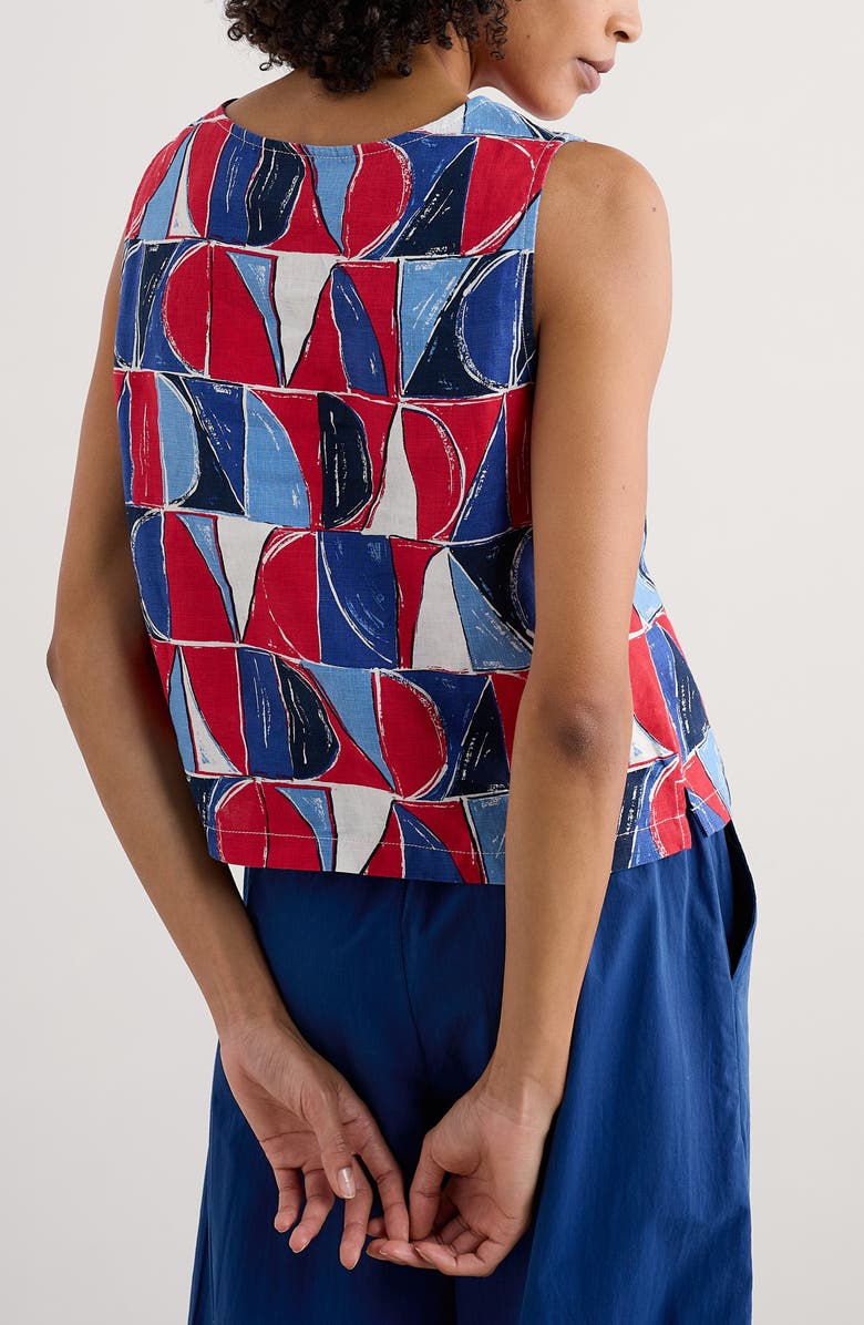 Seasalt Cornwall Colour Study Geo Print Linen Top, Alternate, color, Sail Geo Scarlet