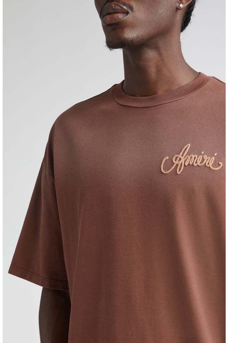 Design Studio Embroidered Paint Splatter Oversize T-Shirt, Alternate, color, WALNUT BROWN