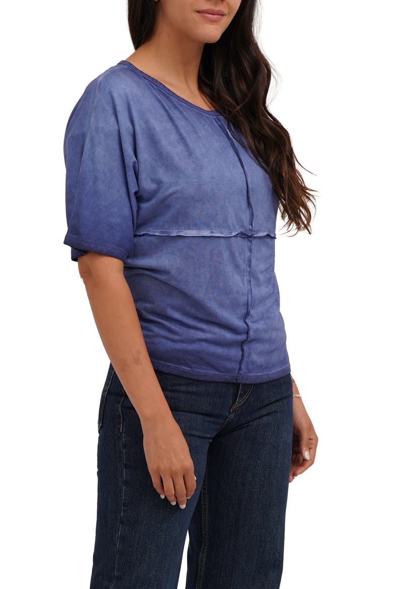 Checkboard Stitch Jersey Top, Alternate, color, ECLIPSE