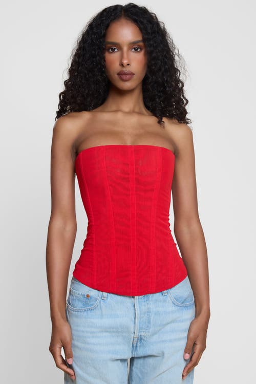Leau Muse Mesh Corset Top In Red