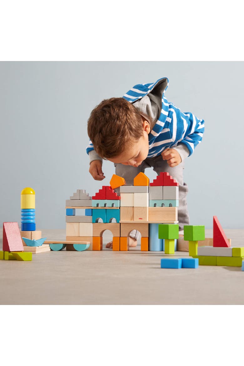 Colored Wooden Building Blocks - 85 Piece Set, Alternate, color, Multi