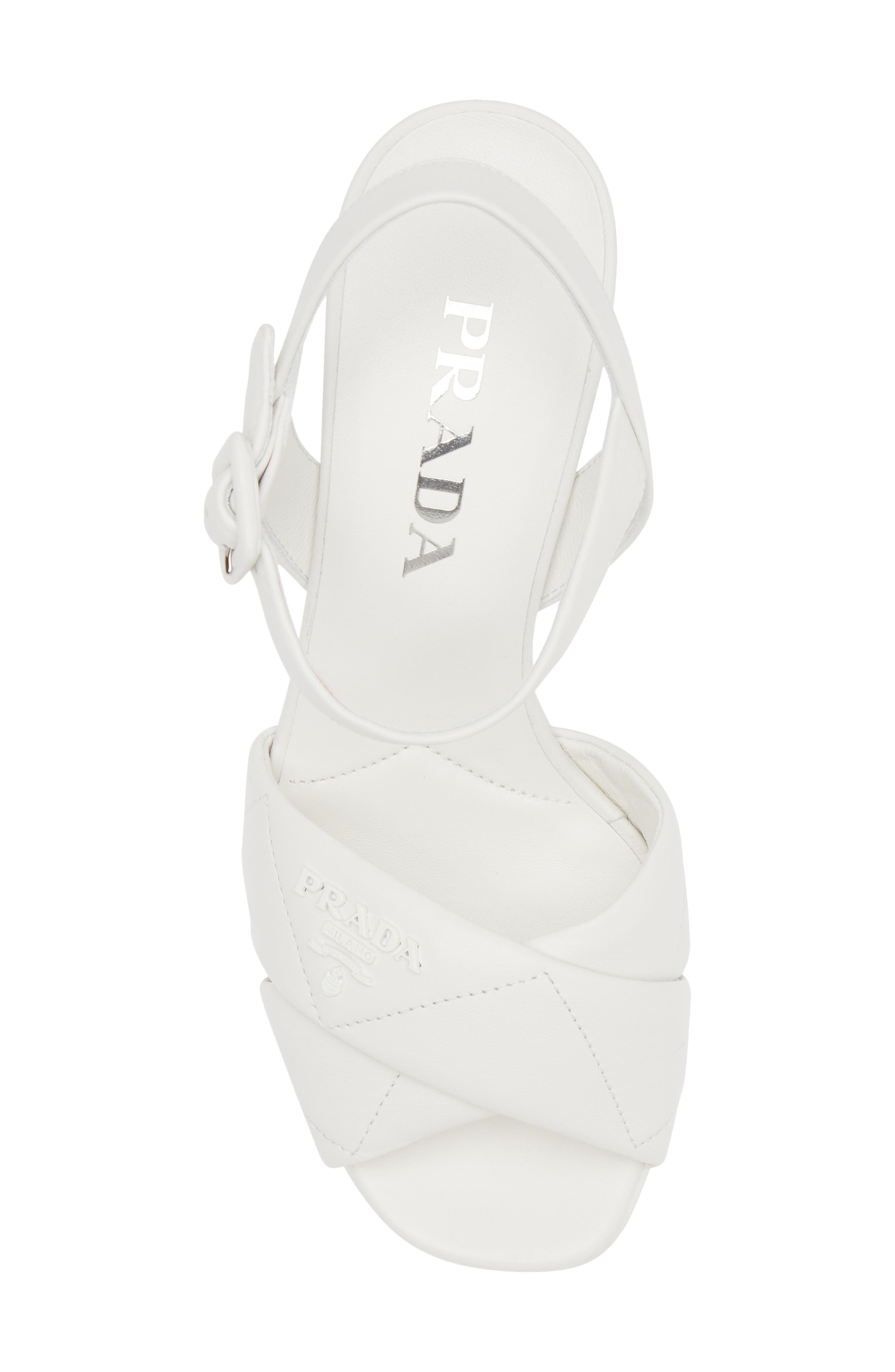 Prada Diagram Platform Sandal, Alternate, color, White