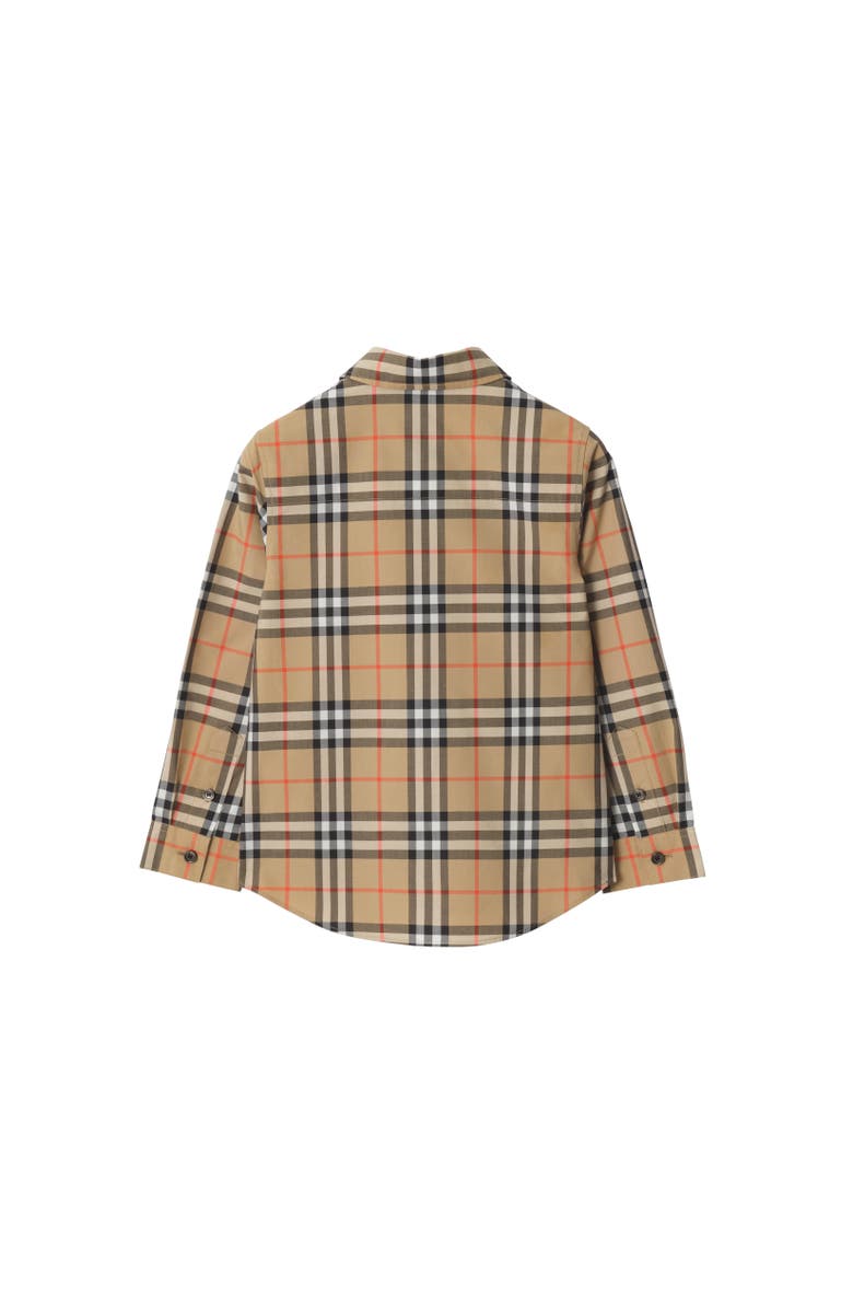 Burberry Check Cotton Flannel Shirt, Alternate, color, Sand Beige