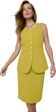 Jessica London Sleeveless Vest And Skirt Suit