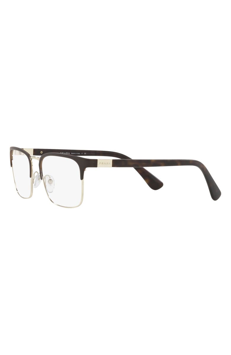 Prada 55m Rectangle Optical Glasses, Alternate, color, Matte Pale Gold