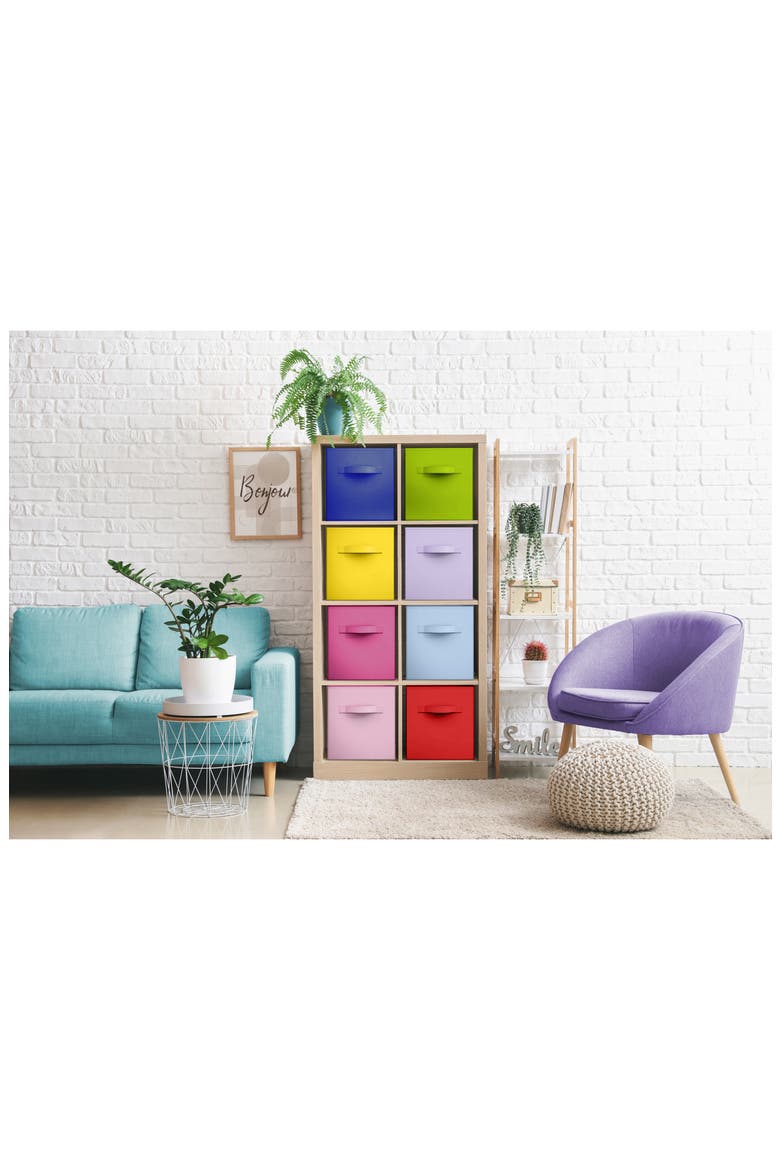 8-Piece Foldable Cube Bins, Alternate, color, DEEP RAINBOW