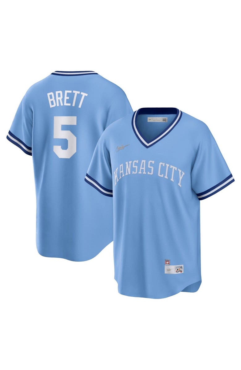 Nike Men's Nike George Brett Light Blue Kansas City Royals Road Cooperstown Collection Player Jersey, Main, color, Light Blue